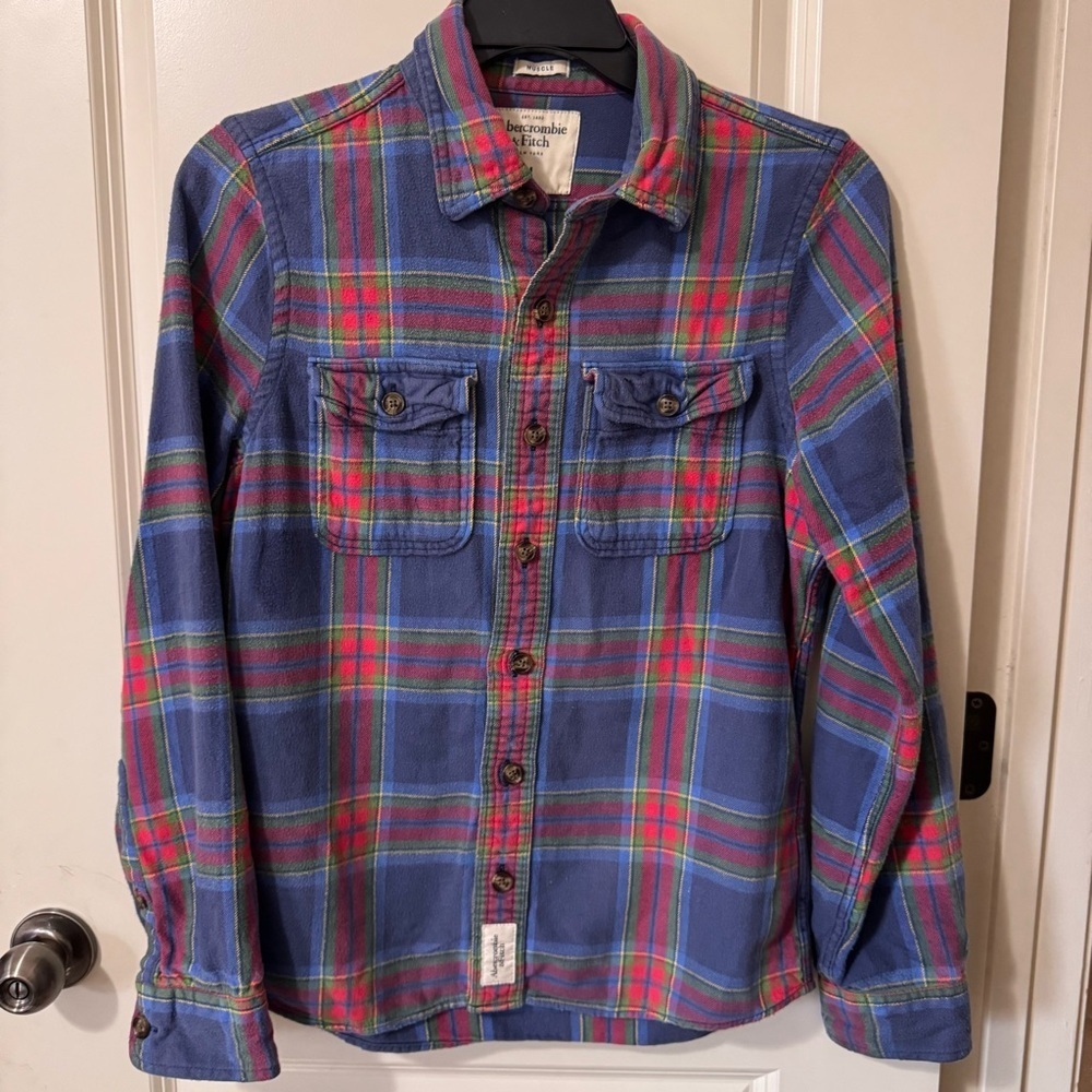 Abercrombie & Fitch Multicolor Plaid Shirt muscle fit size M Y2K era